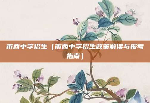 市西中学招生（市西中学招生政策解读与报考指南）