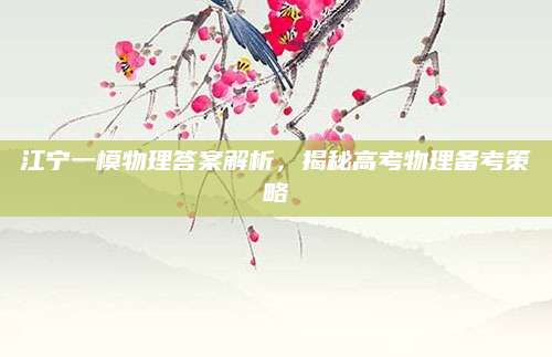 江宁一模物理答案解析，揭秘高考物理备考策略