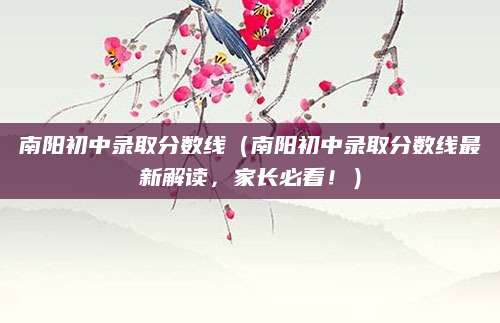 南阳初中录取分数线（南阳初中录取分数线最新解读，家长必看！）