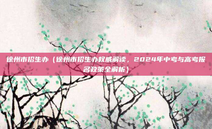 徐州市招生办（徐州市招生办权威解读，2024年中考与高考报名政策全解析）