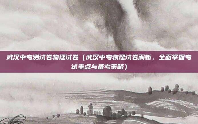 武汉中考测试卷物理试卷（武汉中考物理试卷解析，全面掌握考试重点与备考策略）