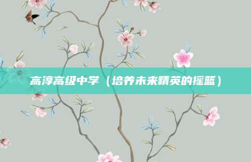 高淳高级中学（培养未来精英的摇篮）