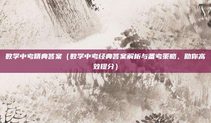 数学中考精典答案（数学中考经典答案解析与备考策略，助你高效提分）