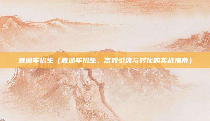 直通车招生（直通车招生，高效引流与转化的实战指南）