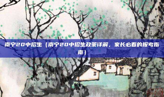 南宁20中招生（南宁20中招生政策详解，家长必看的报考指南）