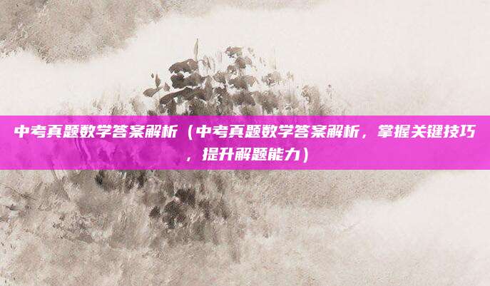 中考真题数学答案解析（中考真题数学答案解析，掌握关键技巧，提升解题能力）