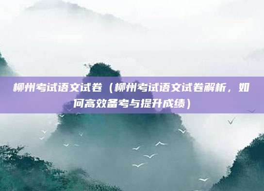 柳州考试语文试卷（柳州考试语文试卷解析，如何高效备考与提升成绩）