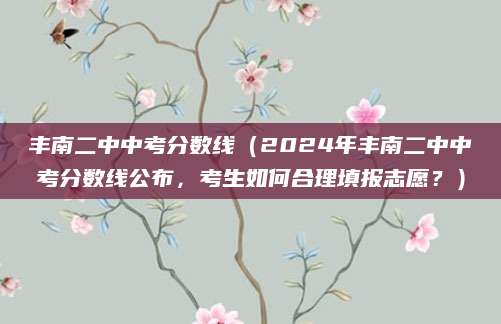 丰南二中中考分数线（2024年丰南二中中考分数线公布，考生如何合理填报志愿？）