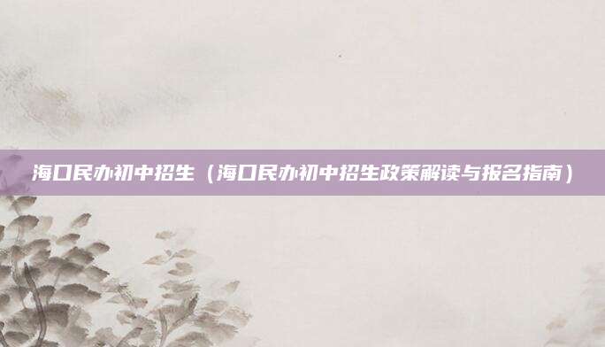 海口民办初中招生（海口民办初中招生政策解读与报名指南）