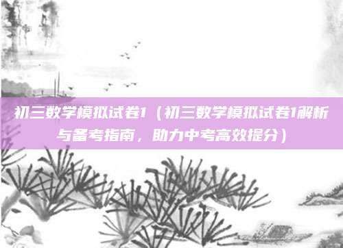 初三数学模拟试卷1（初三数学模拟试卷1解析与备考指南，助力中考高效提分）
