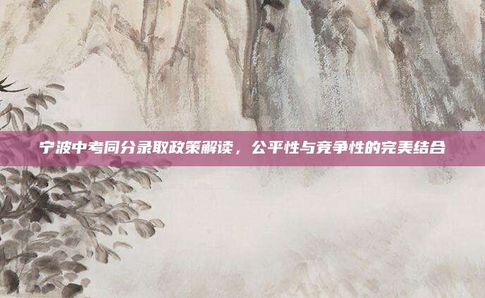 宁波中考同分录取政策解读，公平性与竞争性的完美结合