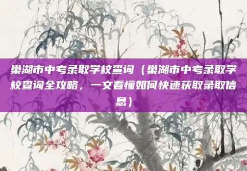 巢湖市中考录取学校查询（巢湖市中考录取学校查询全攻略，一文看懂如何快速获取录取信息）