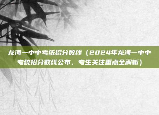 龙海一中中考统招分数线（2024年龙海一中中考统招分数线公布，考生关注重点全解析）