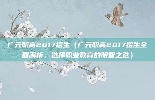 广元职高2017招生（广元职高2017招生全面解析，选择职业教育的明智之选）