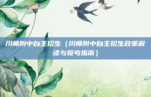 川师附中自主招生（川师附中自主招生政策解读与报考指南）