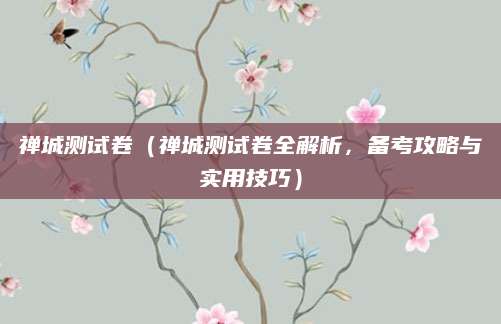 禅城测试卷（禅城测试卷全解析，备考攻略与实用技巧）