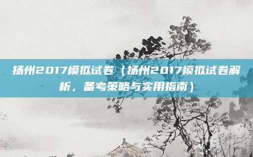 扬州2017模拟试卷（扬州2017模拟试卷解析，备考策略与实用指南）