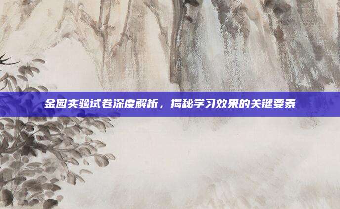 金园实验试卷深度解析，揭秘学习效果的关键要素