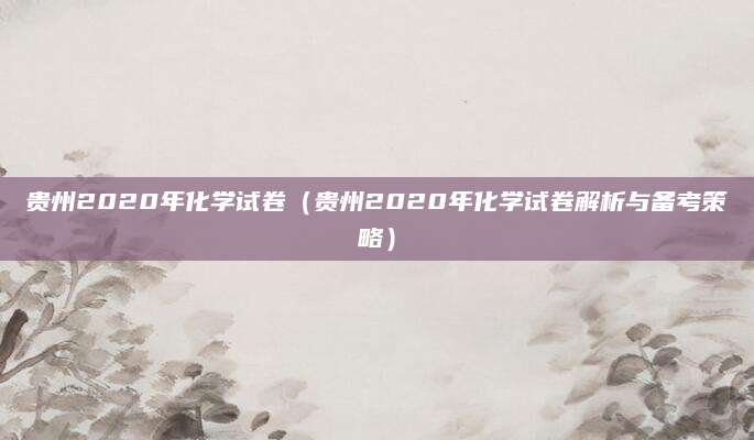 贵州2020年化学试卷（贵州2020年化学试卷解析与备考策略）