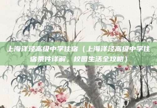 上海洋泾高级中学住宿（上海洋泾高级中学住宿条件详解，校园生活全攻略）