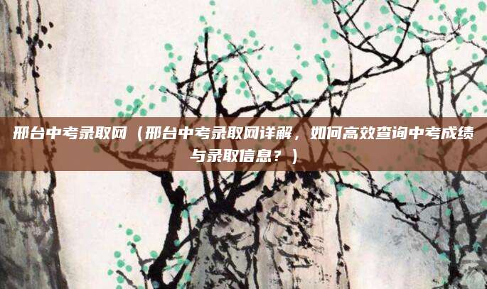 邢台中考录取网（邢台中考录取网详解，如何高效查询中考成绩与录取信息？）
