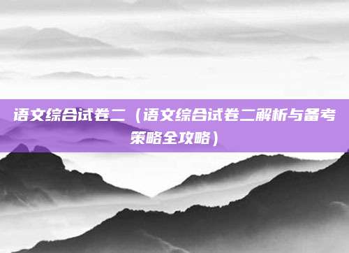 语文综合试卷二（语文综合试卷二解析与备考策略全攻略）