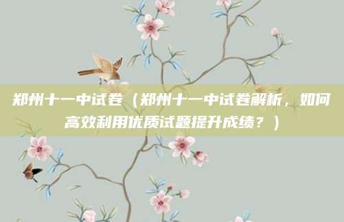 郑州十一中试卷（郑州十一中试卷解析，如何高效利用优质试题提升成绩？）