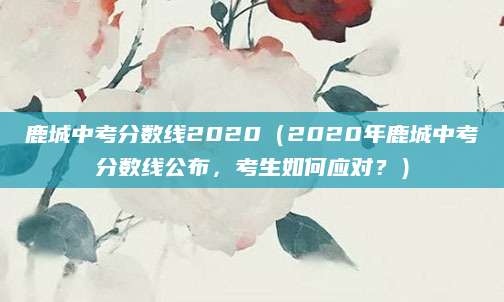 鹿城中考分数线2020（2020年鹿城中考分数线公布，考生如何应对？）