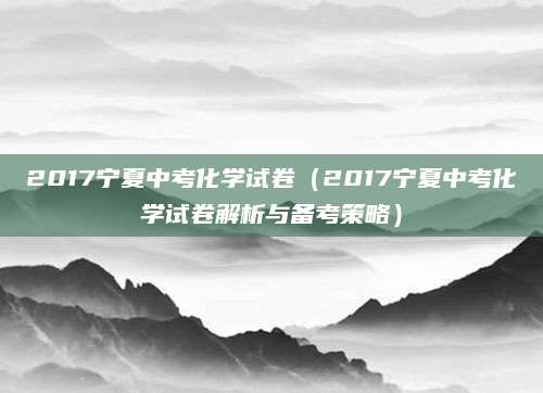 2017宁夏中考化学试卷（2017宁夏中考化学试卷解析与备考策略）