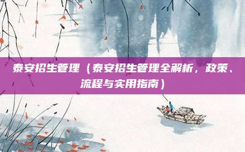 泰安招生管理（泰安招生管理全解析，政策、流程与实用指南）