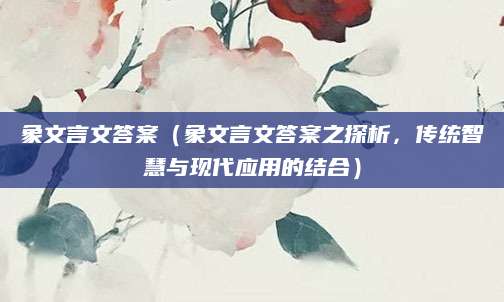 象文言文答案（象文言文答案之探析，传统智慧与现代应用的结合）