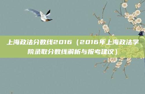 上海政法分数线2016（2016年上海政法学院录取分数线解析与报考建议）