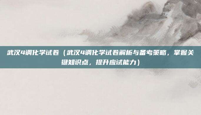 武汉4调化学试卷（武汉4调化学试卷解析与备考策略，掌握关键知识点，提升应试能力）