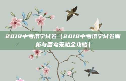 2018中考济宁试卷（2018中考济宁试卷解析与备考策略全攻略）