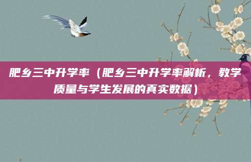 肥乡三中升学率（肥乡三中升学率解析，教学质量与学生发展的真实数据）
