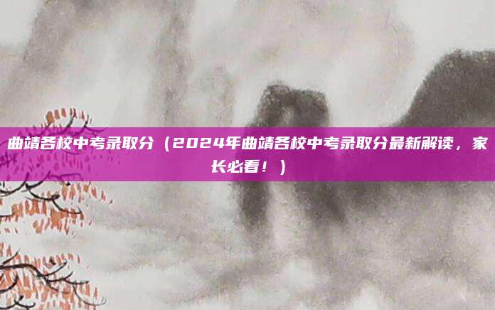 曲靖各校中考录取分（2024年曲靖各校中考录取分最新解读，家长必看！）