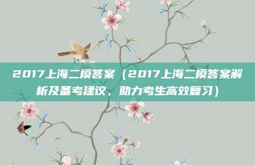 2017上海二模答案（2017上海二模答案解析及备考建议，助力考生高效复习）