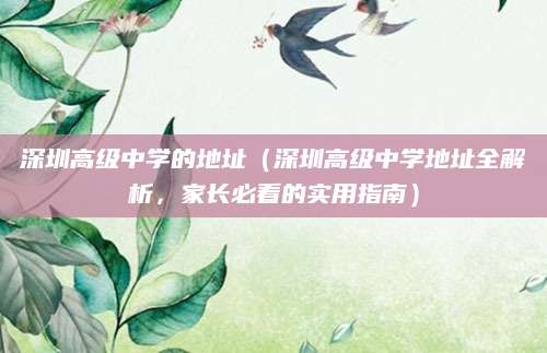 深圳高级中学的地址（深圳高级中学地址全解析，家长必看的实用指南）