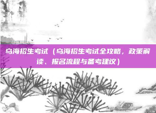 乌海招生考试（乌海招生考试全攻略，政策解读、报名流程与备考建议）