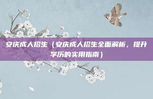 安庆成人招生（安庆成人招生全面解析，提升学历的实用指南）