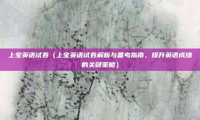上宝英语试卷（上宝英语试卷解析与备考指南，提升英语成绩的关键策略）