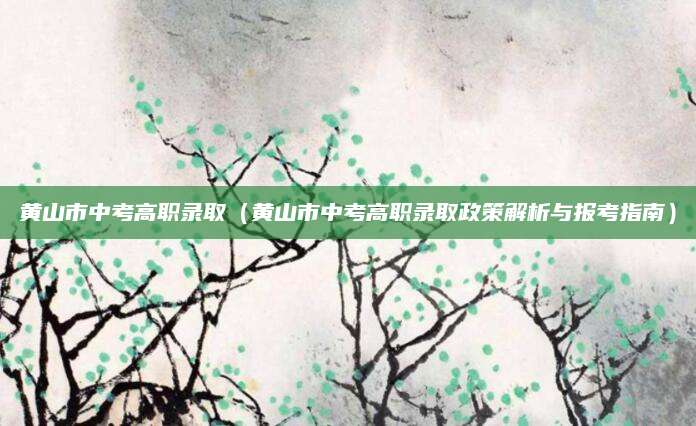 黄山市中考高职录取（黄山市中考高职录取政策解析与报考指南）