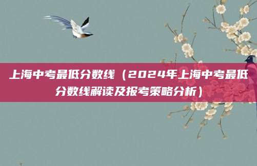 上海中考最低分数线（2024年上海中考最低分数线解读及报考策略分析）