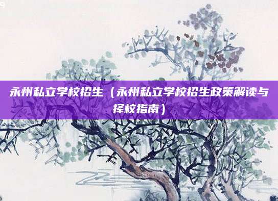 永州私立学校招生（永州私立学校招生政策解读与择校指南）