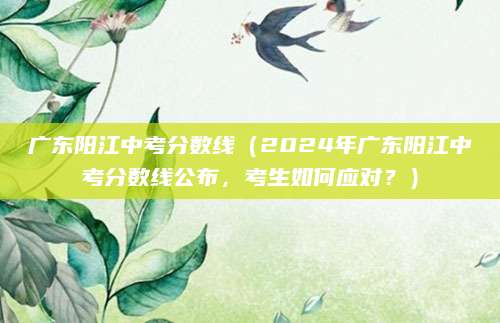 广东阳江中考分数线（2024年广东阳江中考分数线公布，考生如何应对？）