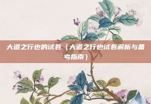 大道之行也的试卷（大道之行也试卷解析与备考指南）