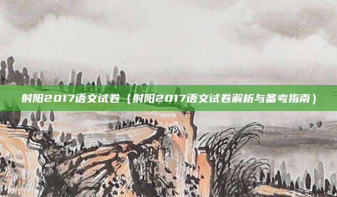 射阳2017语文试卷（射阳2017语文试卷解析与备考指南）