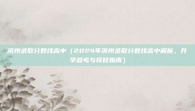 滨州录取分数线高中（2024年滨州录取分数线高中解析，升学参考与择校指南）