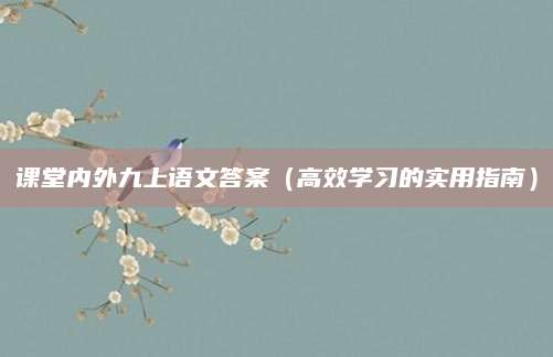 课堂内外九上语文答案（高效学习的实用指南）