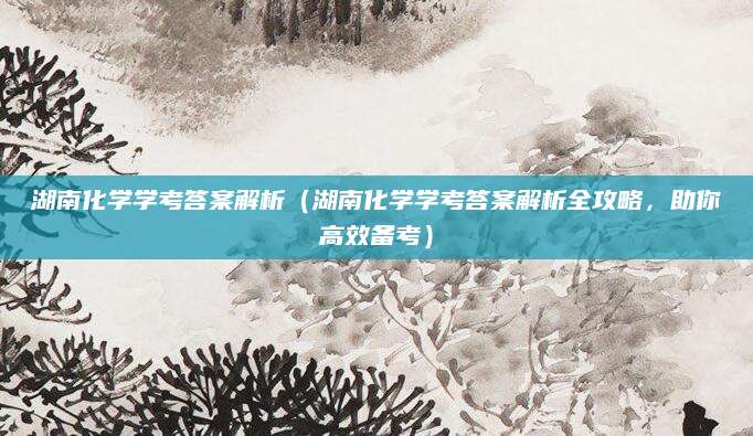 湖南化学学考答案解析（湖南化学学考答案解析全攻略，助你高效备考）